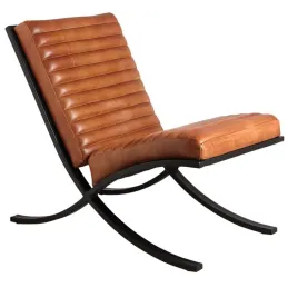 Fauteuil en cuir de buffle pleine fleur et métal