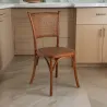 Chaise en hêtre et rotin avec dossier en cannage