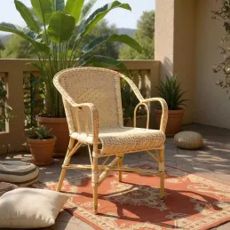 Fauteuil crapaud en manau et moelle de rotin naturelle