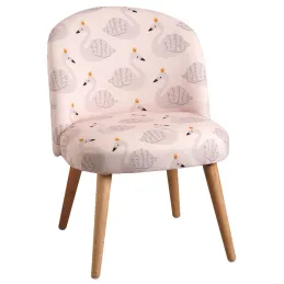 Chaise enfant en coton et bois Cygne rose