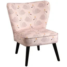 Fauteuil enfant en coton et bois Cygne rose