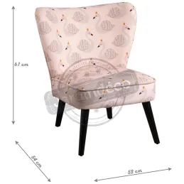 Fauteuil enfant en coton et bois Cygne rose