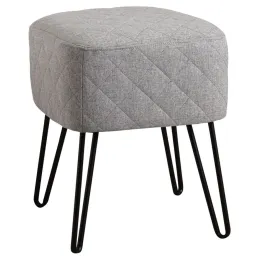 Tabouret en tissu gris Capiton