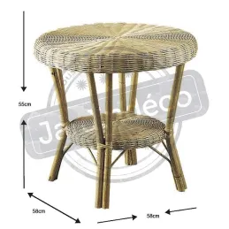 Table d'appoint en manau et moelle de rotin naturelle