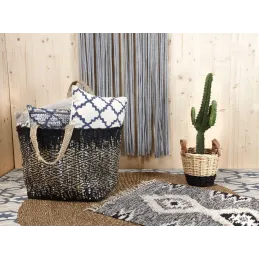 Sac de rangement en jute et cuir