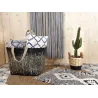 Sac de rangement en jute et cuir