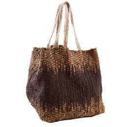 Sac de rangement en jute et cuir