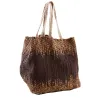 Sac de rangement en jute et cuir