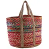 Corbeille en jute et coton multicolore