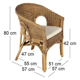 Fauteuil en rotin patiné marron Léa