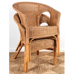 Fauteuil en rotin patiné marron Léa