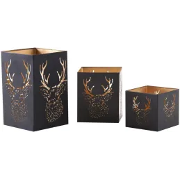 Photophore carré tête de cerf (Lot de 3)