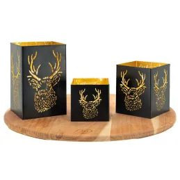 Photophore carré tête de cerf (Lot de 3)