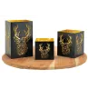 Photophore carré tête de cerf (Lot de 3)