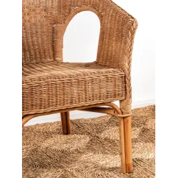 Fauteuil en rotin patiné marron Léa