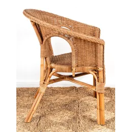 Fauteuil en rotin patiné marron Léa