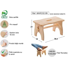 Repose-pieds marche-pieds en pin brut