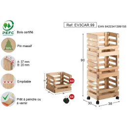 Caisse de rangement sur roulettes Evolution (Lot de 3)