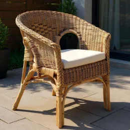 Fauteuil avec coussin en moelle de rotin Galep