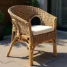 Fauteuil avec coussin en moelle de rotin Galep