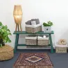 Corbeille de rangement en osier gris et coton