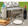 Panier pique-nique osier gris avec compartiment isotherme