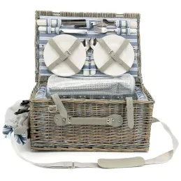 Panier pique-nique osier gris avec compartiment isotherme