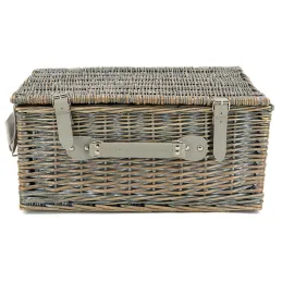 Panier pique-nique osier gris avec compartiment isotherme