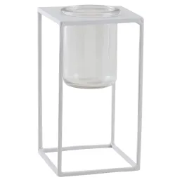 Photophore en métal blanc