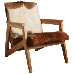 Fauteuil en peau de chèvre marron