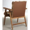 Fauteuil en peau de chèvre marron et teck