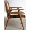 Fauteuil en peau de chèvre marron et teck
