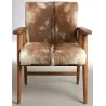 Fauteuil en peau de chèvre marron et teck
