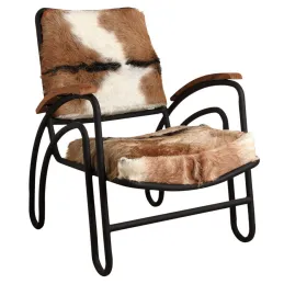 Fauteuil métal et peau de chèvre