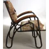Fauteuil métal et peau de chèvre