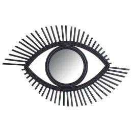 Miroir Œil en rotin teinté noir
