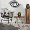 Miroir Œil en rotin teinté noir