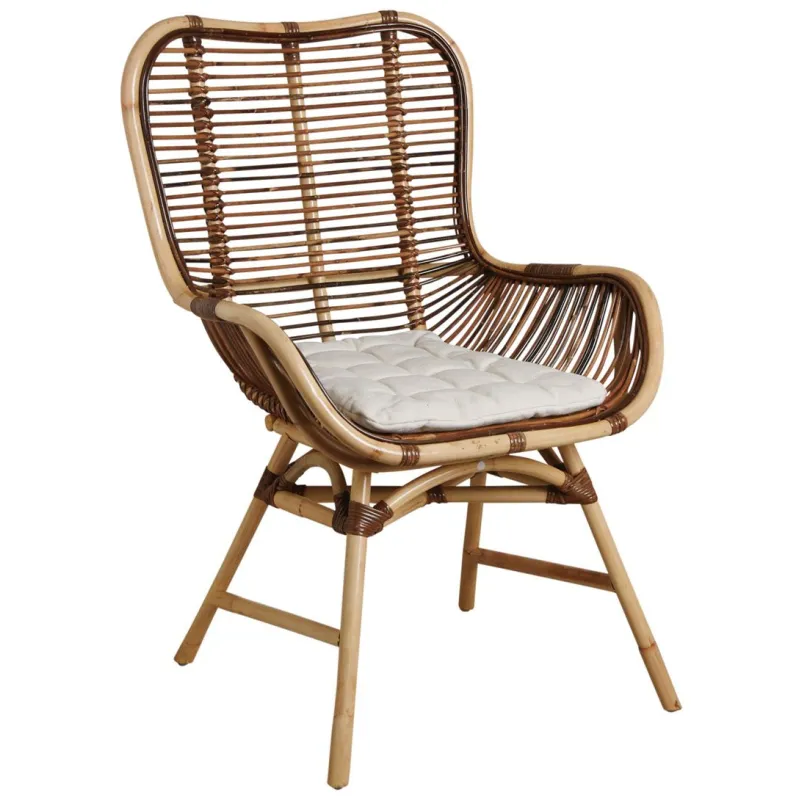 Fauteuil en rotin croco avec coussin Bontang