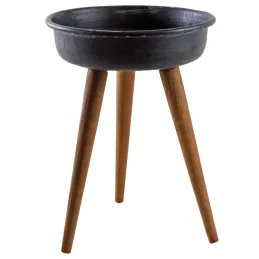 Porte pot en métal et bois