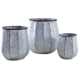 Cache-pots en métal patiné (Lot de 3)