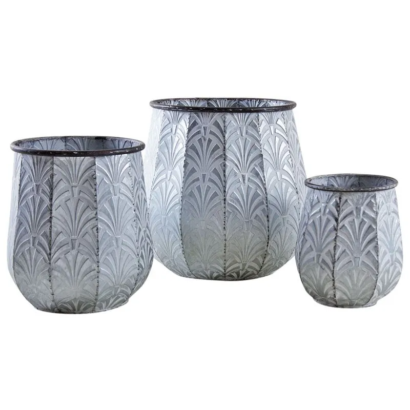 Cache-pots en métal patiné (Lot de 3)