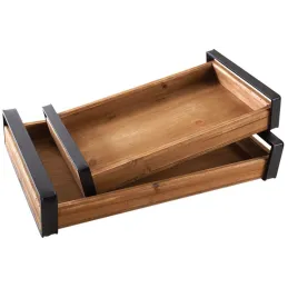 Plateaux modernes en bois (Lot de 2)