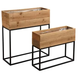 Jardinières hautes en bois recyclé Lofty (Lot de 2)