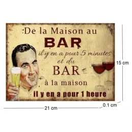 Plaque en métal humour 21 x 15 cm