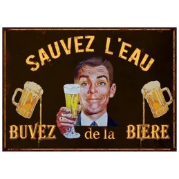 Plaque en métal humour 21 x 15 cm