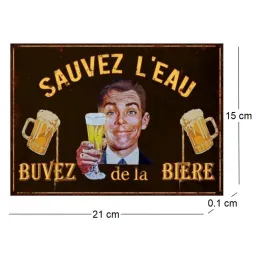 Plaque en métal humour 21 x 15 cm