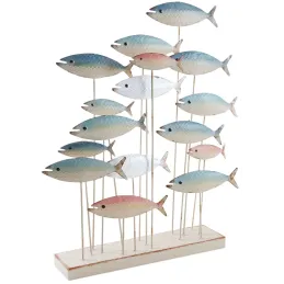 Banc de poissons en métal sur pied