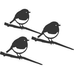 Oiseaux à planter mini rouge -gorge en acier corten (Lot de 3)