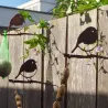 Oiseaux à planter mini rouge -gorge en acier corten (Lot de 3)