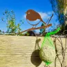 Oiseaux à planter mini rouge -gorge en acier corten (Lot de 3)